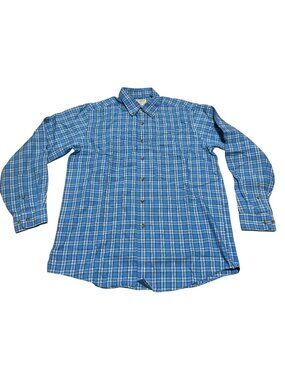 L.L. Bean Blue Plaid Trad Fit Button-Down Shirt Long Slv Size M Regular Cotton